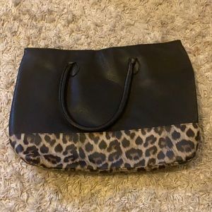 DSW Black/Leopard Print Leatherette Bag